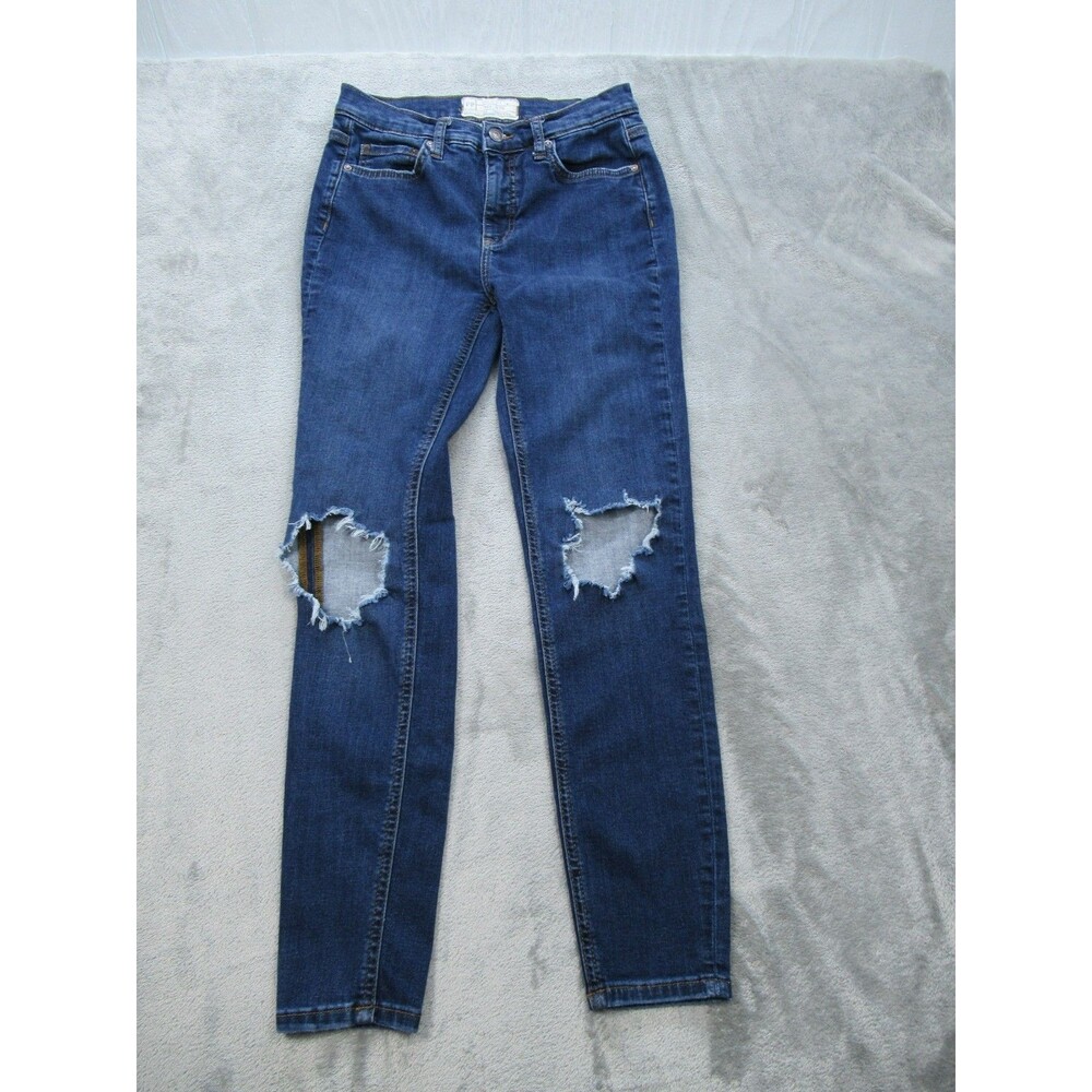Free People Jeans Women’s Size 27 Regular Ankle Destroyed Dark Wash Blue